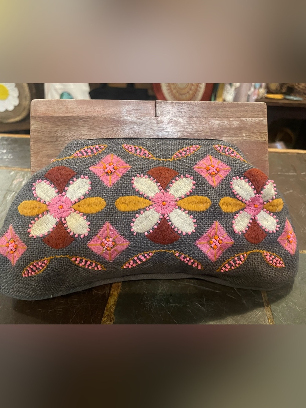 NWOT Awesome beaded and embroidered clutch bag. Never used, perfect condition